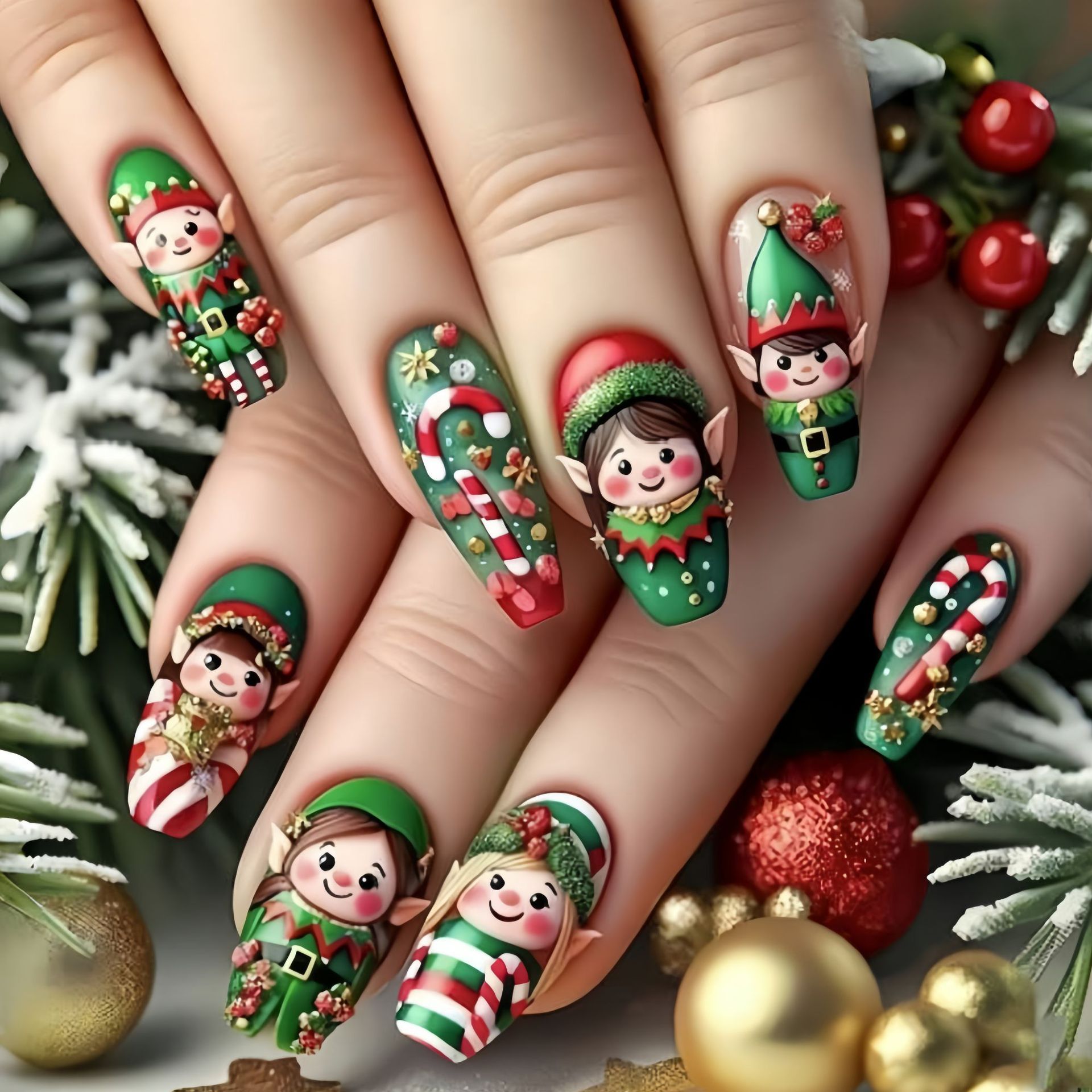 Nail Art Fake - Uñas postizas medianas para fiesta de
