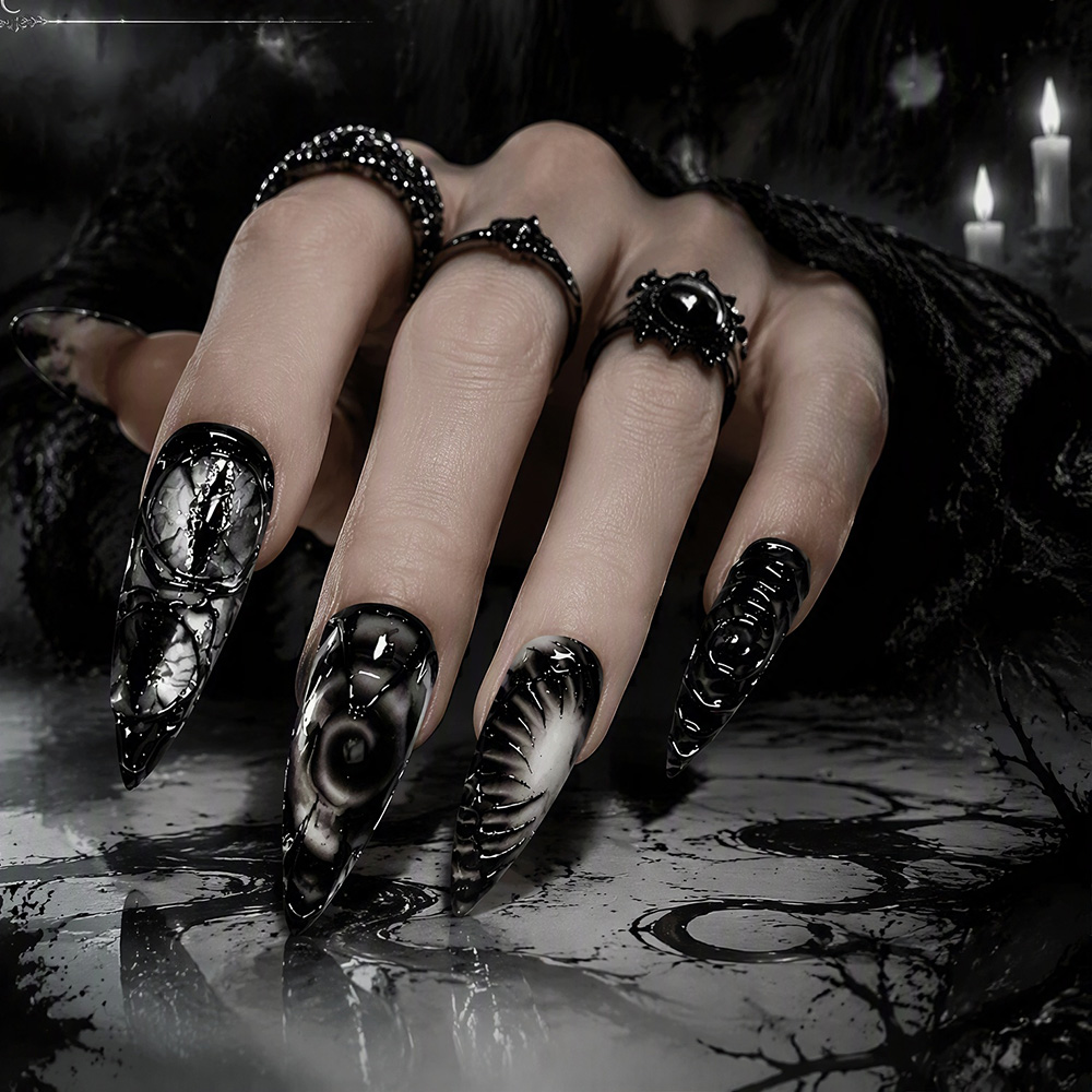 Uñas postizas góticas Stiletto - Nail Art Fake reseña y precio
