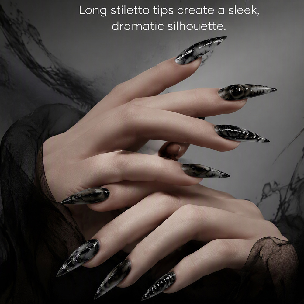 Uñas postizas góticas Stiletto - Nail Art Fake reseña y precio